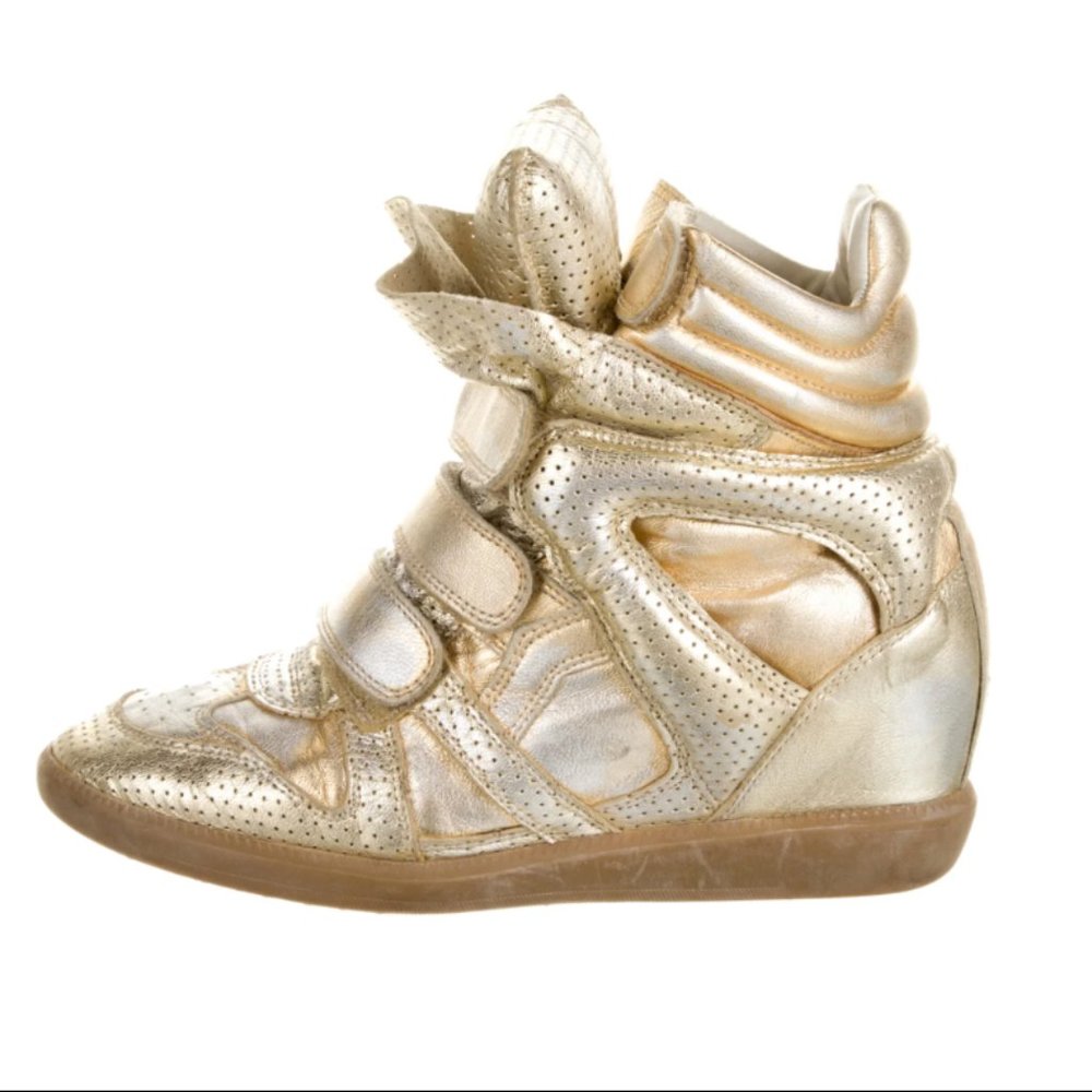 Isabel Marant Bekett Wedge Sneakers, Gold Leather
